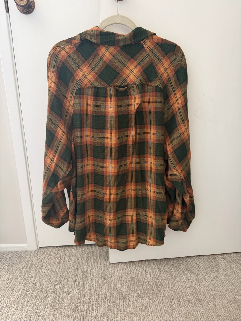 BDG Orange and Green Plaid Button-Down Shirt - Picture 2 of 3